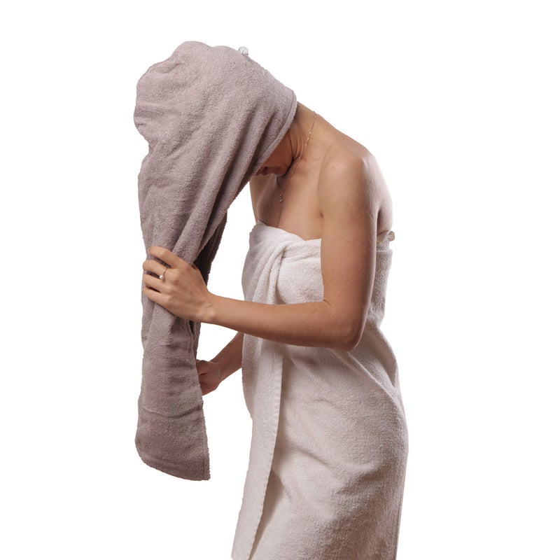 Aspen5 Extra Large Waffle Cotton Hair Towel Wrap - 30 inches Long, 400 GSM, Ultra Absorbent, Quick Dry Hair Turban for Women, Ideal for Long and Curly Hair, Perfect for Plopping (Grey) - Image 1